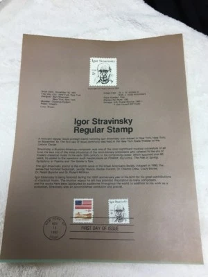 U.S. FDC FIRST DAY COVER, IGOR STRAVINSKY, Composer, 2-Cent Stamp 1982 Full Page - Image 1 of 4