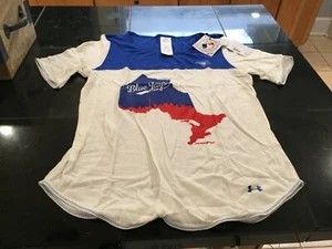 WOMENS UNDER ARMOUR MLB HEATGEAR TORONTO BLUE JAYS SHIRT WHITE/BLUE M MEDIUM NWT - Picture 1 of 3