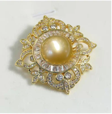 precioso broche de perlas doradas del mar del sur 925s Foto 1 de 4