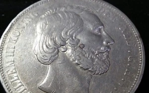 RARA CORONA ARGENTO 1872 OLANDA RE GUGLIELMO 2 1/2 FIORINO - Foto 1 di 6