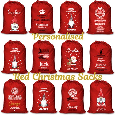 STICKERS WALL Calza Natalizia Personalizzata Sacco Babbo Natale Rosso Regalo Natale Sacco Lusso Babbo Natale