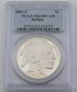 2001 P Buffalo Silver Dollar Commemorative $1 PCGS PR69DCAM - 11424793 - Picture 1 of 8