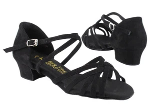 Women's West Coast Swing Black Nubuck Dance Shoes low Heel 1.5 Very Fine 70C - Picture 1 of 26