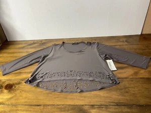 Sympli Mushroom Mosaic Cropped Top Cutout Detail Size 10 NWT - Picture 1 of 11