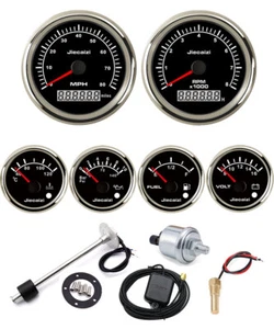 Juego de 6 medidores con transmisor GPS Speedo 120 MPH velocímetro combustible voltaje temperatura negro 7 colores LED - Imagen 1 de 7