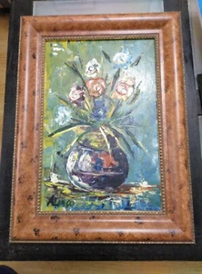 OLEO PINTURA DEL PINTOR ALONSO JARRÓN CON FLORES - Imagen 1 de 1