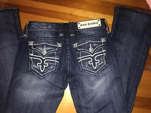 euc Buckle Rock Revival Jeans Whitney Boot Größe 26 Maße 28x32 Whiskered Stretch - Bild 1 von 12