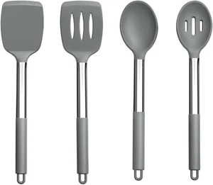 Pfannenwender Kochlöffel, 4 Stück Silikon Küchenhelfer Küchenutensilien Set mit - Bild 1 von 7