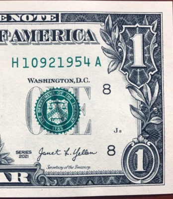 1954 Trailing Birth Year Note Fancy Serial Number Series 2021 Crisp Uncirculated - Image 1 of 3