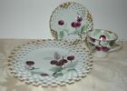 Lefton-Bone China, Hand Painted, Gilt, Cup, Saucer And Desert Plate, Cherries