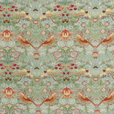 CRAFTY FABRICS William Morris Fabric - Strawberry Thief - Duck Egg Blue - Floral Craft Fabric