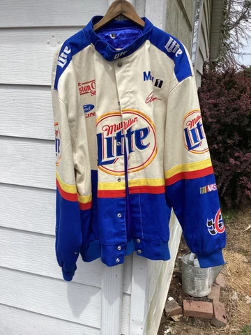 Rusty Wallace XL NASCAR Racing vintage Miller lite Jeff Hamilton Varsity Coat Cover