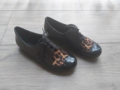 $219 ZIERA Leather Leopard Casual Shoes Comfort Zone 38.5 Excellent Condition. - Image 1 of 4