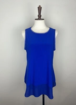 Top Joseph Ribkoff azul zafiro real sin mangas en capas talla AU 14 Foto 1 de 4