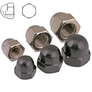 Hutmutter DIN 1587 Schwarz Verzinkt / Vernickelt Muttern M3 M4 M5 M6 M8 M10 M12 - Bild 1 von 3