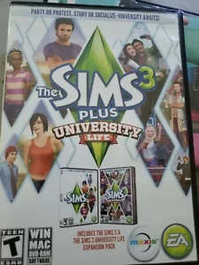 The SIMS 3 Plus University Life WIN MAC DVD-ROM Software TEEN EA MAXIS - Picture 1 of 1