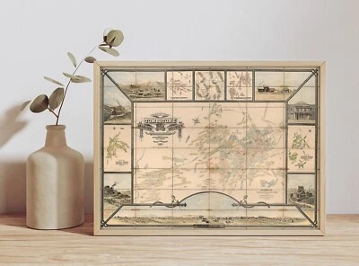 1881 Tombstone Mining District Map Cochise Arizona Mines 11x15 Wall Art Print - Image 1 of 4