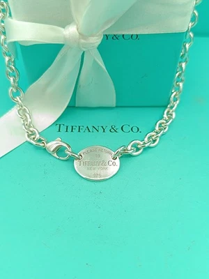 Collar con etiqueta gargantilla ovalada de plata esterlina Return To Tiffany & Co 15,5" Foto 1 de 4