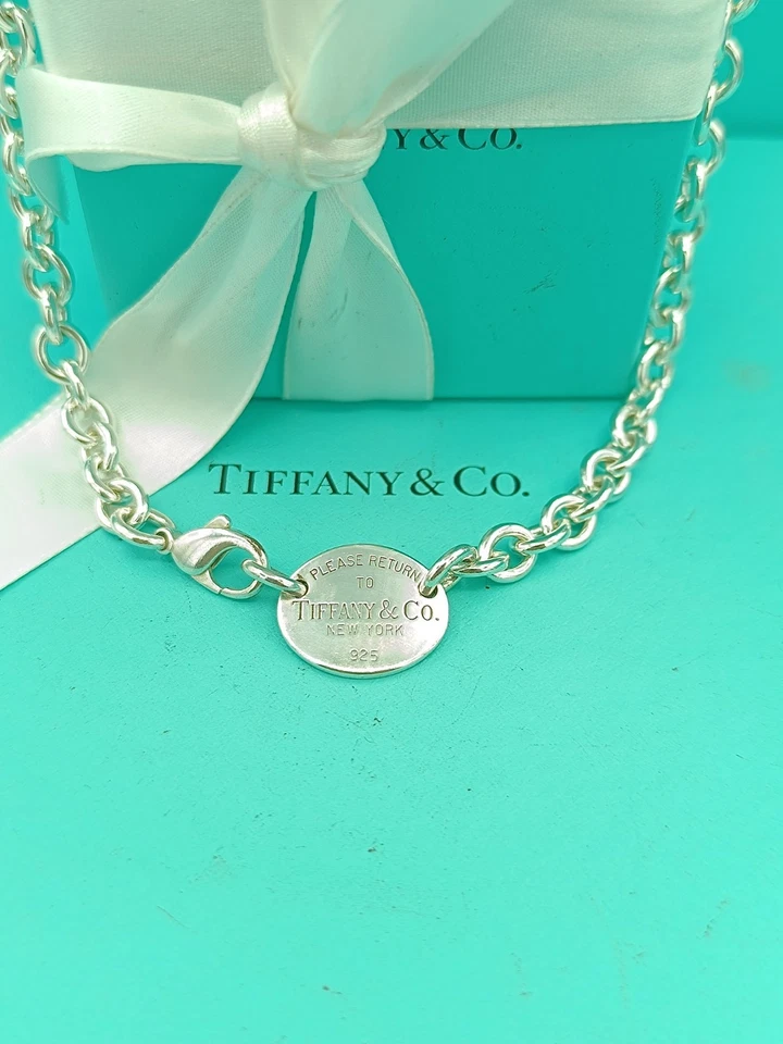 Collar con etiqueta gargantilla ovalada de plata esterlina Return To Tiffany & Co 15,5" Foto 1 de 4