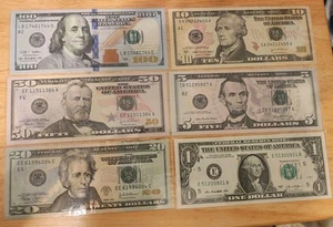 $100 $50 $20 $10 $5 $1 - ALL  ORIGINAL BANK NOTES LEGAL TENDER -  2009 UNC - Picture 1 of 2