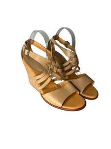 Kork Ease Cork Wedge Sandals Beige Sz 10M Strappy Leather Buckle Strap Neutral - Picture 1 of 12