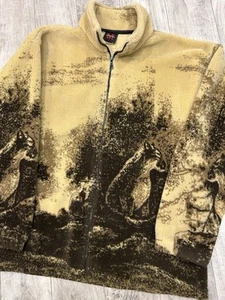 Vintage Mazmania Size L Fleece Mountain Lion Cat Fleece Full Zip Jacket - Picture 1 of 7