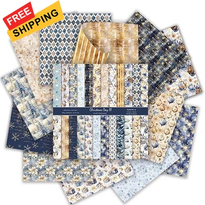 Papel para álbum de recortes de Navidad, 24 hojas/12 diseños decorativos 12x12 pulgadas, soñador  Foto 1 de 4