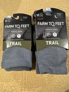 2 Paar Farm To Feet Damascus Crew gezielte gepolsterte Trail Wander Socken Größe M - Bild 1 von 12
