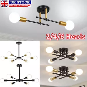 Modern LED Ceiling Light 2/4/6-Heads Bedroom Lamp Vintage Chandelier Fixture - Picture 1 of 19