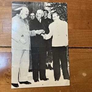 Vintage Postcard Churchill, Truman, Stalin Big 3 at Potsdam B&W Photo - Picture 1 of 9