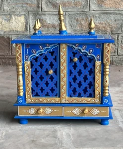 Templo Mandir de madera con jali bellamente hecho a mano pintado a mano para adoración - Imagen 1 de 9
