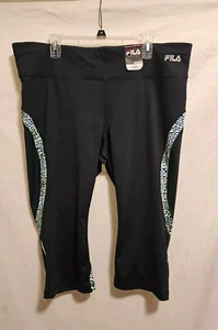Leggings de running Fila Sport Performance talla 1X, nuevos con etiquetas. Leopardo negro/verde - Imagen 1 de 4