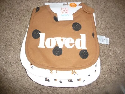 NWT NEW Baby Girls 3pk Bib Set Just One You by Carter's loved floral cheetah Foto 1 de 2