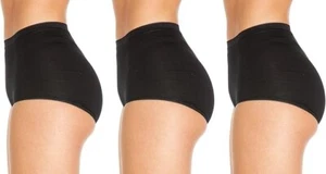 Ladies Maxi Briefs Comfort Smooth Cotton Black Knickers Underwear 3 Pair Pack - Picture 1 of 6