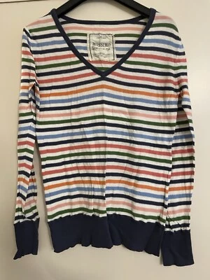 Suéter a Rayas Mossimo XL Pastel Brillante Cuello en V Bonito Algodón Top Defecto Foto 1 de 4