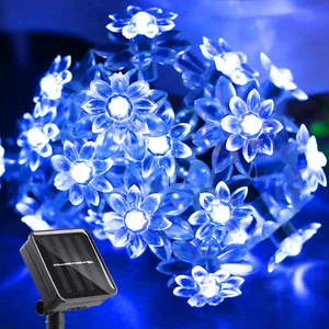 Solar Flower String Lights Outdoor Waterproof 50 LED Upgraded Flower Fairy Light - Picture 1 of 7