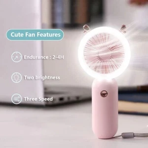 Fan USB Portable Wireless Cooling Mini Rechargeable Light Night Handheld New - Picture 1 of 6