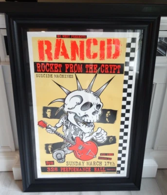 FRAMED - 1996 Rancid Concert Poster W/ Rocket From The Crypt S/N Adam Swinbourn - Image 1 of 4