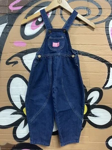 OshKosh Vintage 90’s Girls Size 4T Denim Jean Overalls Medium Wash Cotton - Picture 1 of 8