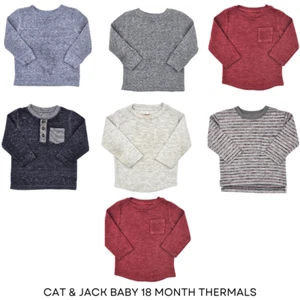 Bundle of 7 Cat & Jack Boys 18-24M Thermal Long Sleeve Shirts Henley Waffle - Picture 1 of 14