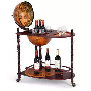 Estante de botella de licor italiano con soporte para barra de vino globo de madera 34" H siglo XVI - Imagen 1 de 9