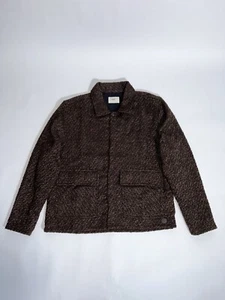 Folk Men’s Overshirt Bomber Box Fit Jacket Size XL Brown Button Up Casual New - Picture 1 of 8