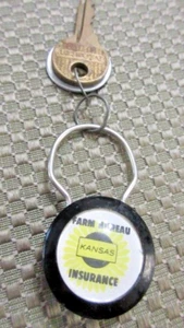 Vtg Farm Bureau Kansas Insurance Keyring Wayne Colle Marion Kansas KS - Picture 1 of 4
