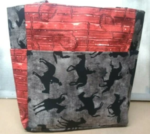 Cowboys Western Silhouette Country Horse Large Purse/Project Bag Handmade 14x16 - Picture 1 of 8