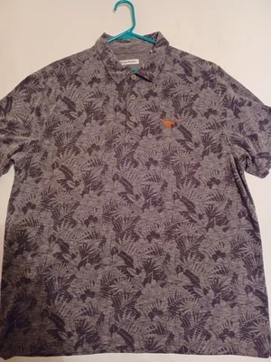 Texas Longhorns Polo Shirt 2XL Tommy Bahama Floral Gray Black NCAA SEC  - Image 1 of 4