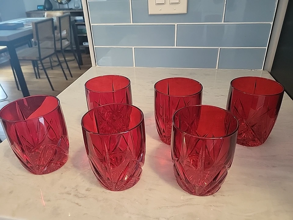 6 Marquis Waterford Brookside rojo rubí. Capacidad 12 oz  Foto 1 de 4