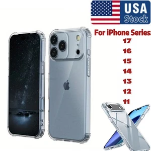 Clear Silicone Soft Shockproof Case For iPhone 17 16 15 14 13 12 11 Pro Max Lot - Picture 1 of 26