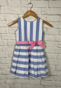 Carter's Girls Blue Striped Sleeveless Dress Size 4/5 - Picture 1 of 4