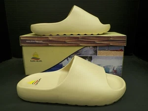 Aloha Island Women's Sandals Cream Tan Slides Open Toe Slip On Size 12 - Picture 1 of 7