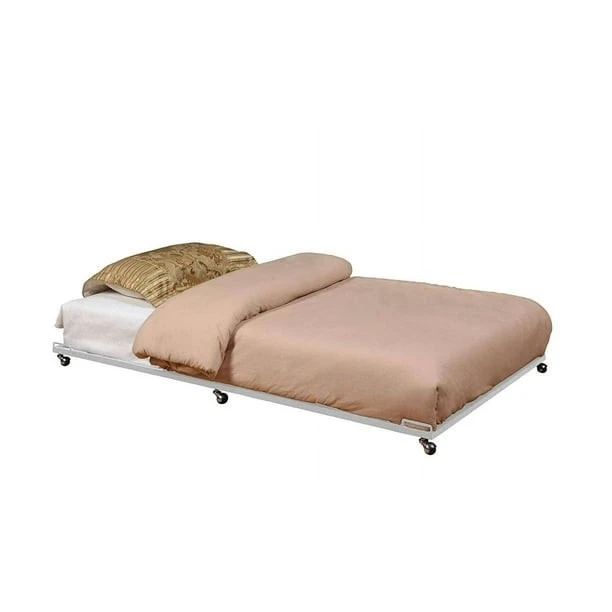 Móveis da marca Kings - Armação de cama de rodízio de metal branco tamanho duplo para cama de dia - Imagem 1 de 3